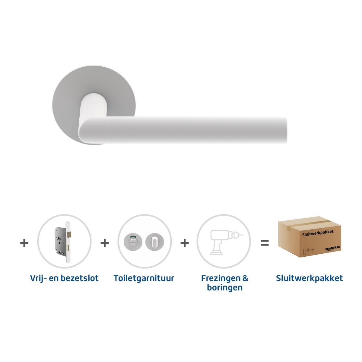 Sluitwerkpakketten met Deurkruk Orbit 19 Flat Wit